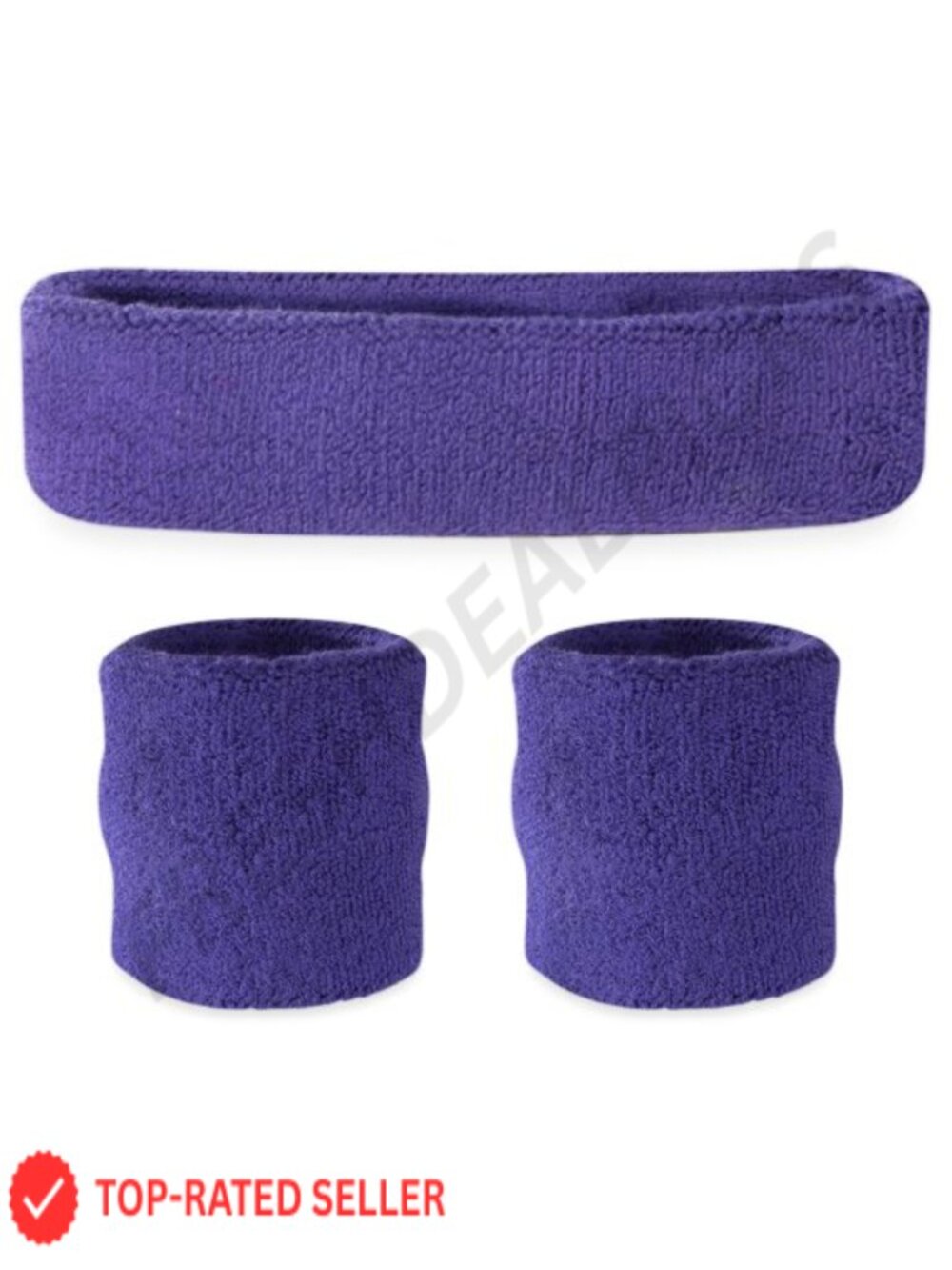 Terry Cloth Cotton Blend Sweatbands Set Moisture Wicking Headband Wristbands